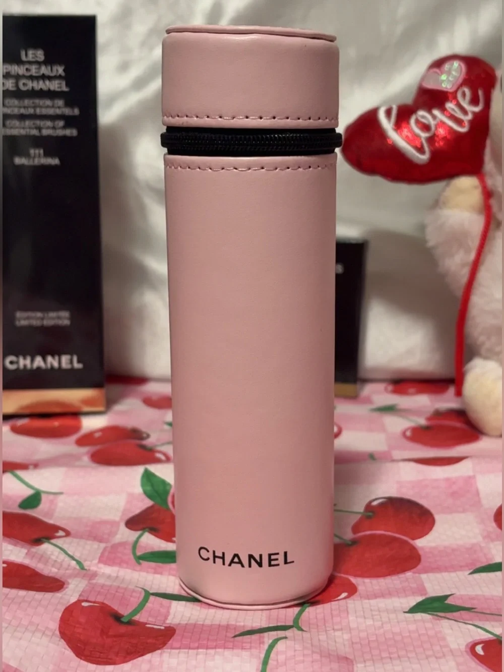 🍒 CHANEL Ballerina 111 Brush Set + Miroir Double Facettes Pink 🍒